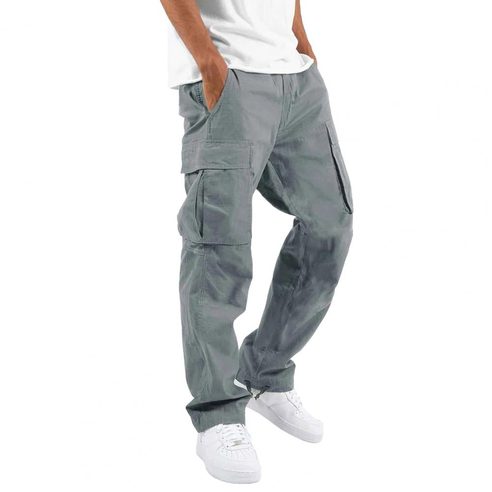 Comfortable men's stretch cargo trousers, regular fit. Casual cotton blend pants with multiple pockets for daily wear.