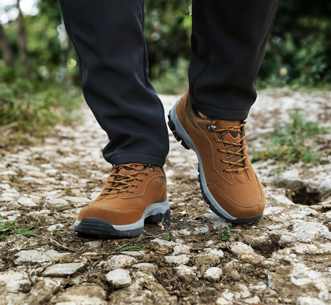 Ergonomic men's orthopedic walking shoes by StrideComfort, designed for superior foot support & everyday pain relief.