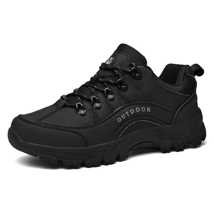 Active man walking in StrideEase men's shoes, experiencing superior comfort, arch support, and foot pain relief.
