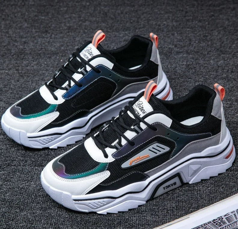High-performance men's athletic sneakers, black/green, designed for ultimate comfort and support.