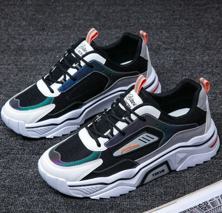 High-performance men's athletic sneakers, black/green, designed for ultimate comfort and support.