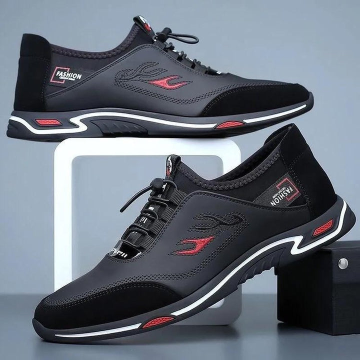 Blue men's lace-up StrideLux sporty sneakers, perfect for casual daily wear & athletic style.