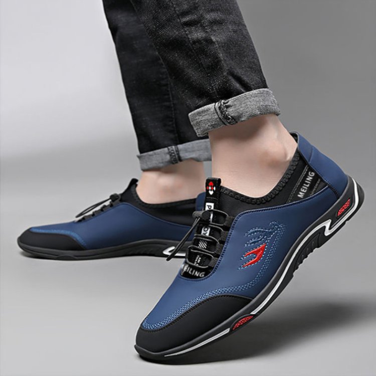 Black men's StrideLux athletic style sneakers, comfortable & versatile for everyday wear.