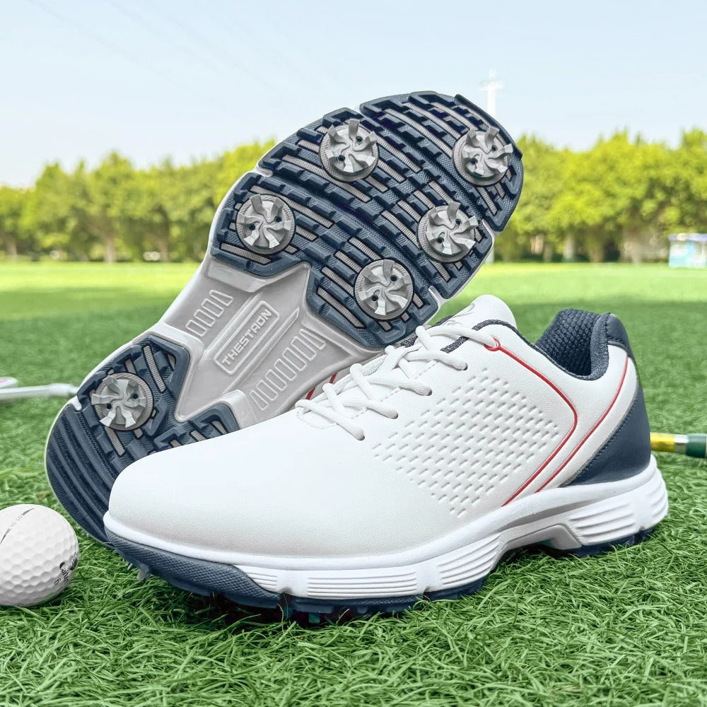 All-weather Men's Striker Pro golf footwear, combining comfort with performance spikes.