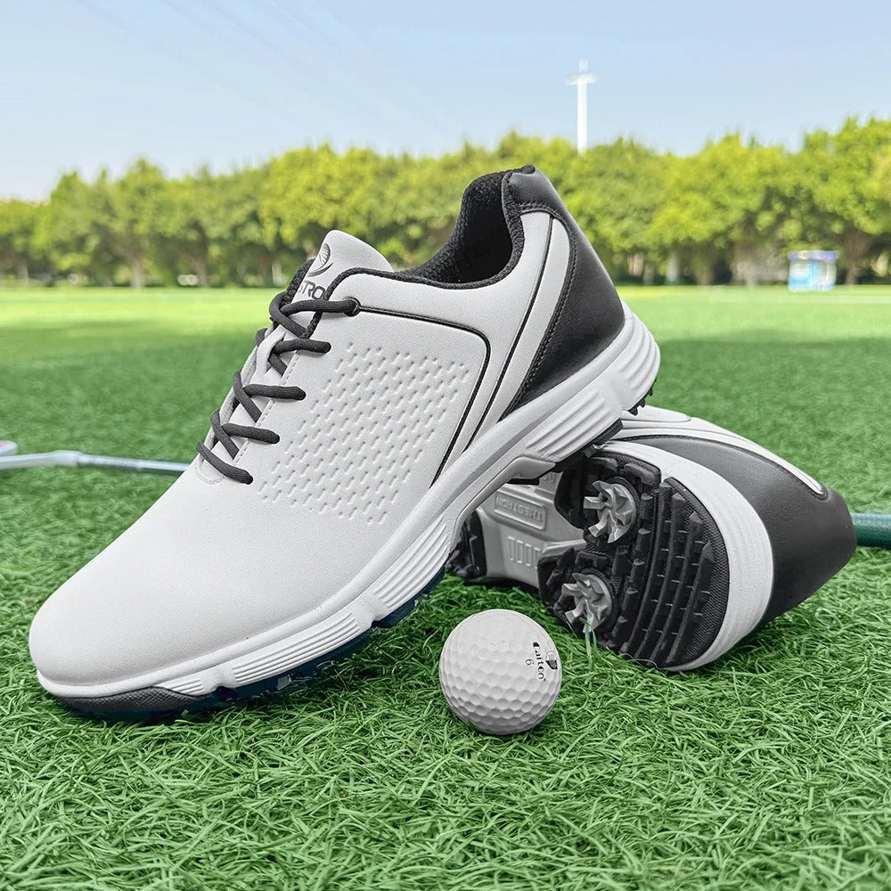 Men's Striker Pro performance golf shoes, offering stability, comfort, and grip.