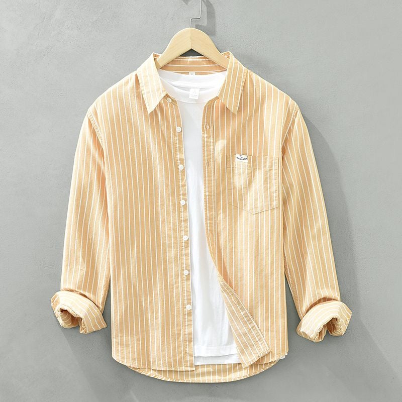 Men's striped casual shirt, modern fit, long sleeve button-up for stylish everyday wear.
