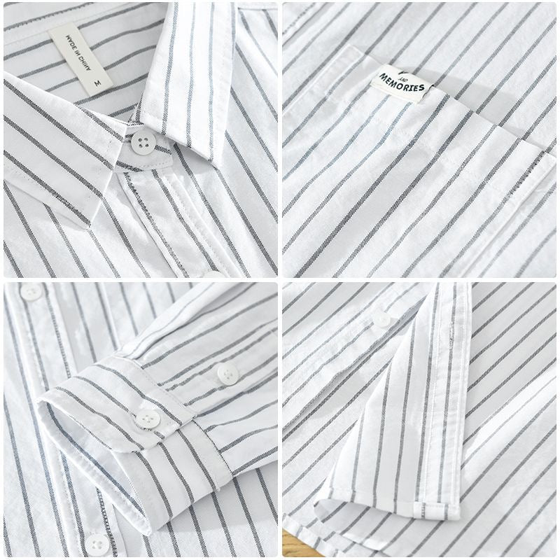 Everyday men's striped casual button-up shirt with a modern fit, comfortable for any occasion.