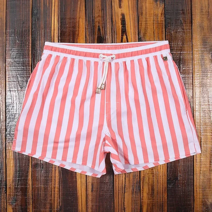 Matteo brand men's striped shorts, elastic waist, great for summer casual wear.