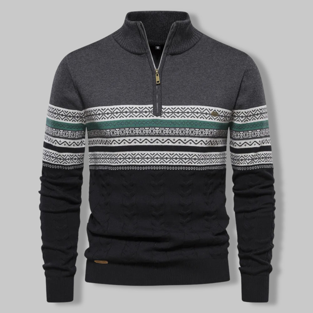SummitZip men's striped half-zip pullover sweater, a comfortable long sleeve top for daily style.