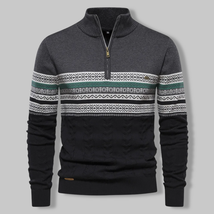 SummitZip men's striped half-zip pullover sweater, a comfortable long sleeve top for daily style.