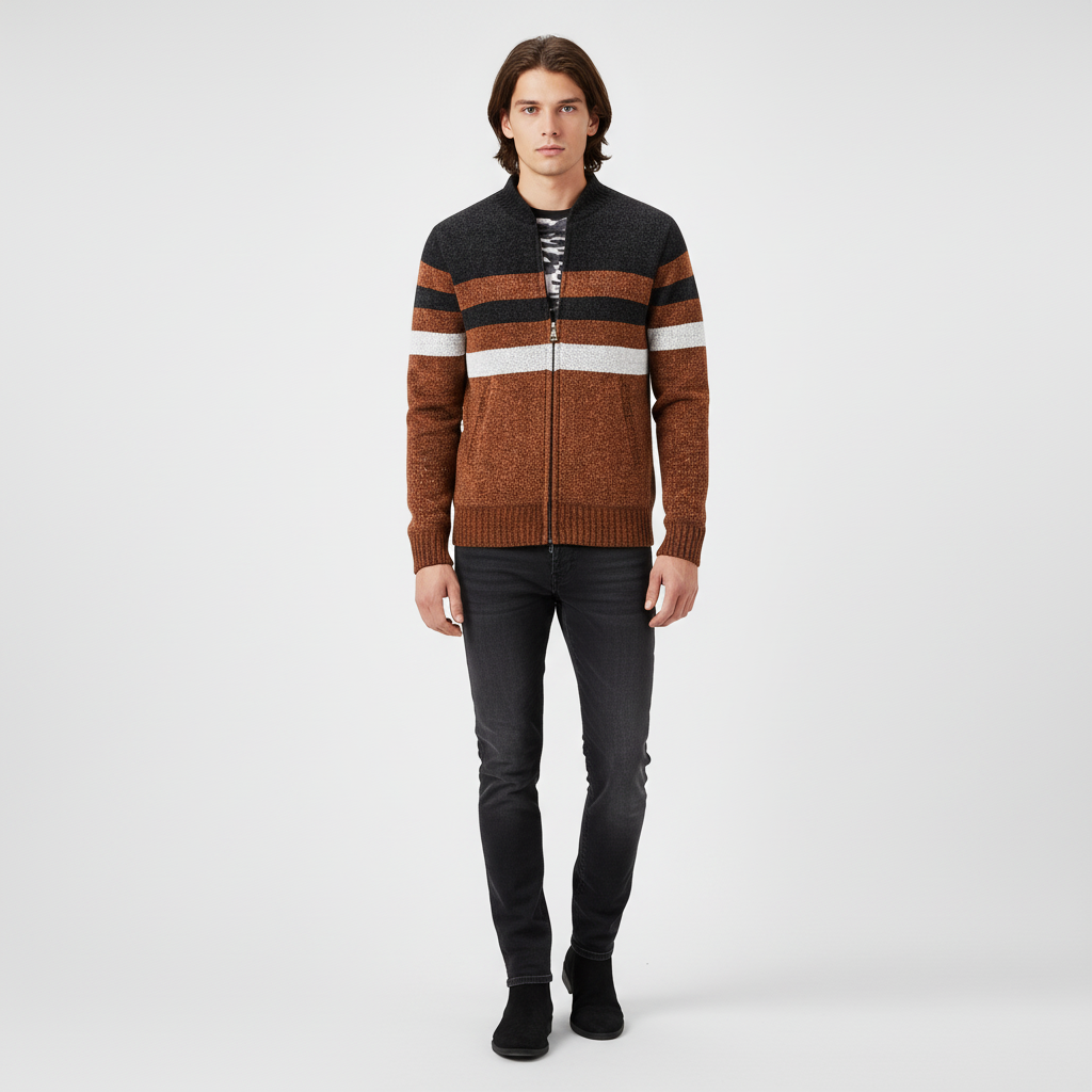 Casual men's striped hoodie sweater, perfect for everyday style and comfort