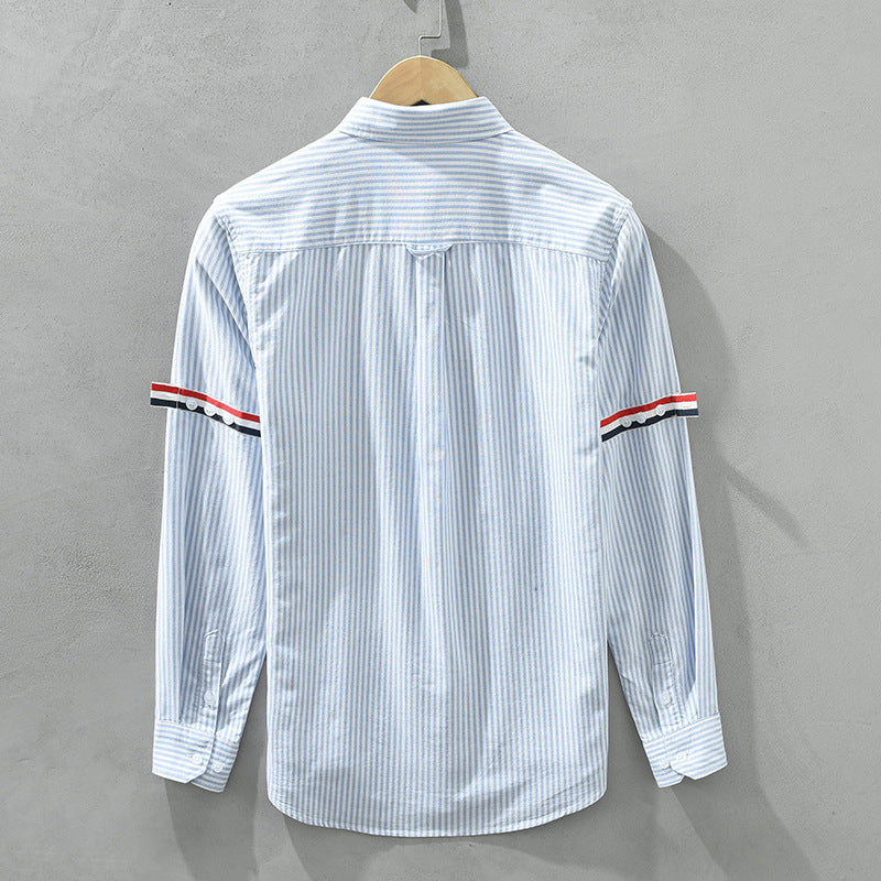 Stylish men's long sleeve striped button-down shirt. Perfect for effortless smart casual outfits.