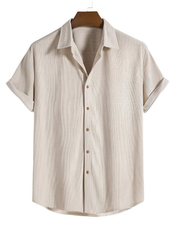 Trendy men's two-piece striped summer set, perfect for beach style and casual wear.