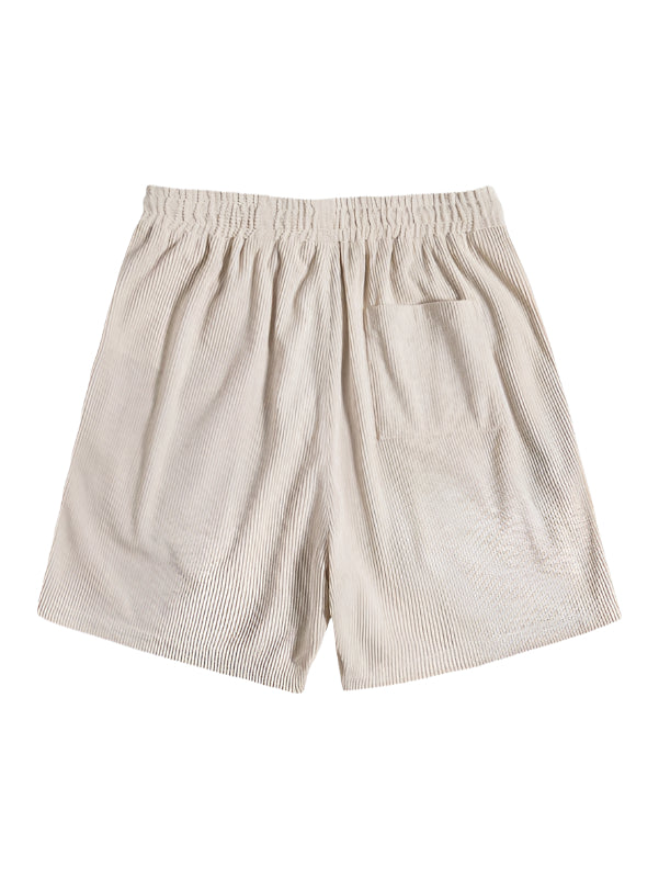 Men's beachwear striped set, short sleeve shirt and elastic waist shorts.