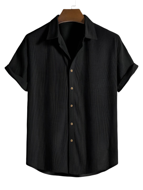 Men's striped two-piece casual wear, perfect for summer vacations and beach days.