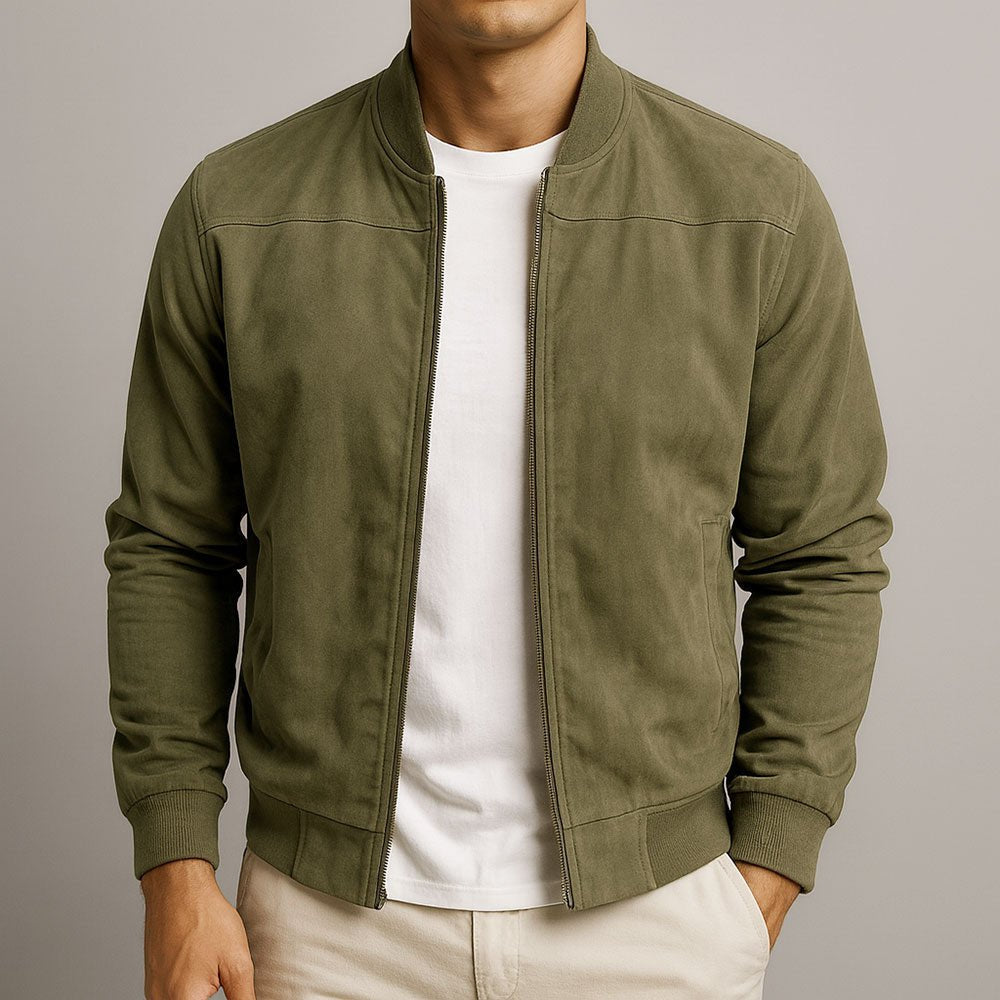 Men's tailored bomber jacket, featuring a structured design, perfect for transitional wear.