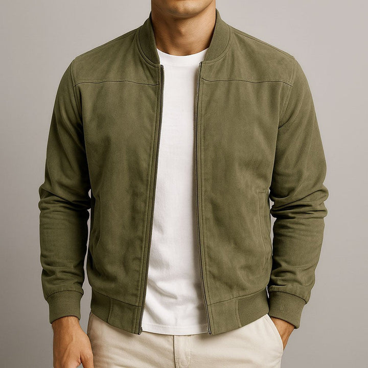Men's tailored bomber jacket, featuring a structured design, perfect for transitional wear.