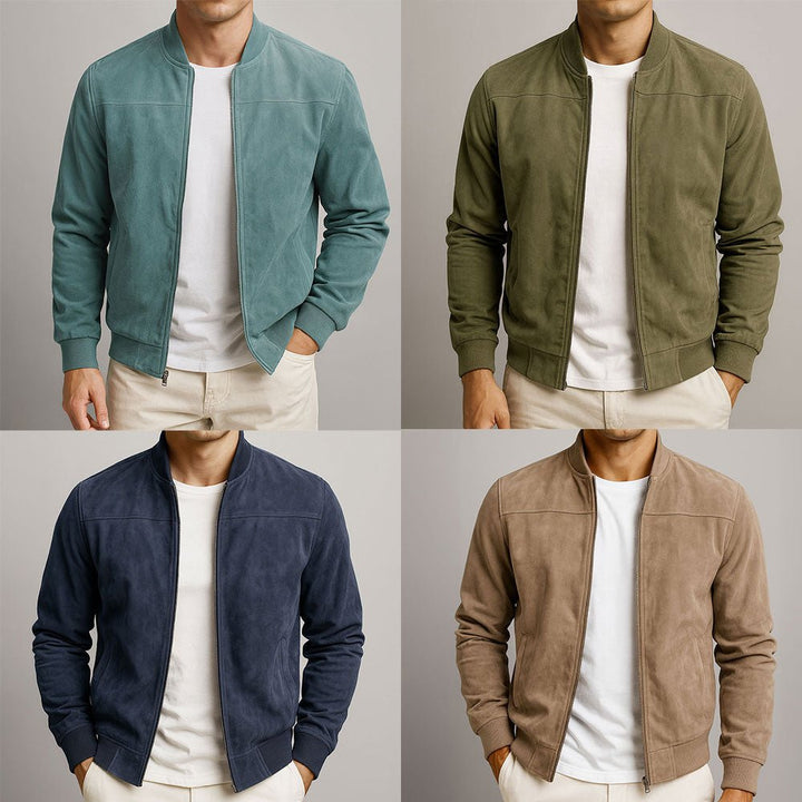 Men's structured bomber jacket in tailored style, versatile for smart casual everyday looks.