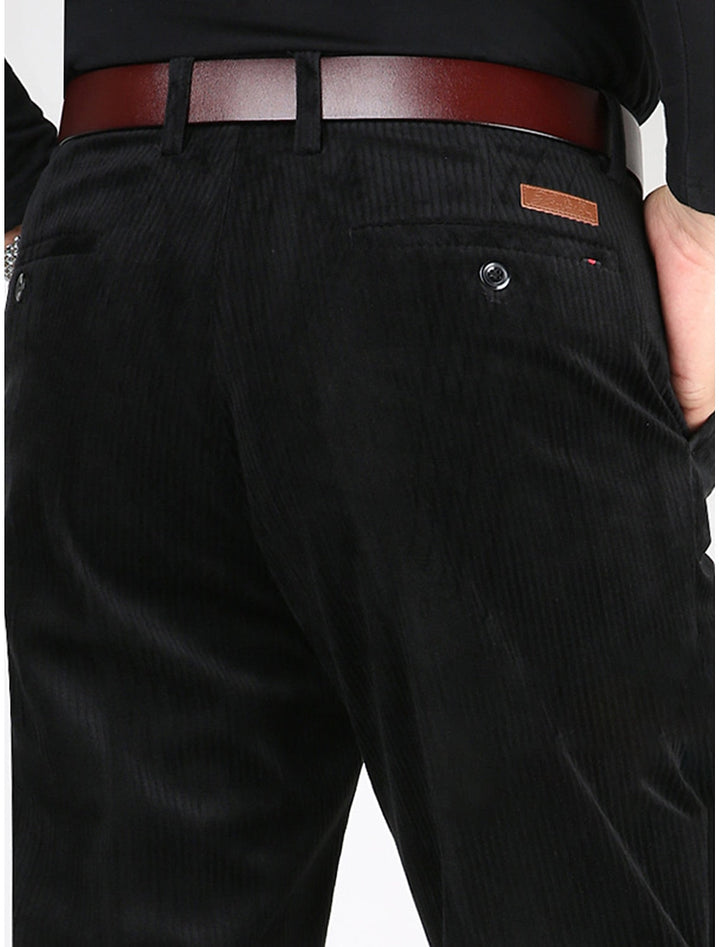 Men's structured ribbed pants in a versatile straight leg fit, perfect for smart casual and everyday wear.