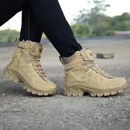 Durable men's trekking boots, waterproof design for outdoor work & tough trails. Reliable all-weather footwear.