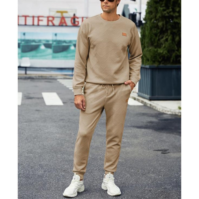 Modern men's sweatsuit set, a comfortable and stylish 2-piece outfit for athletic or casual use.