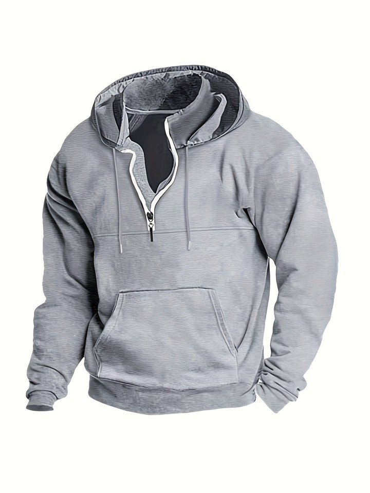 Comfortable men's half-zip pullover hoodie. Ideal men's apparel for streetwear & casual wear.