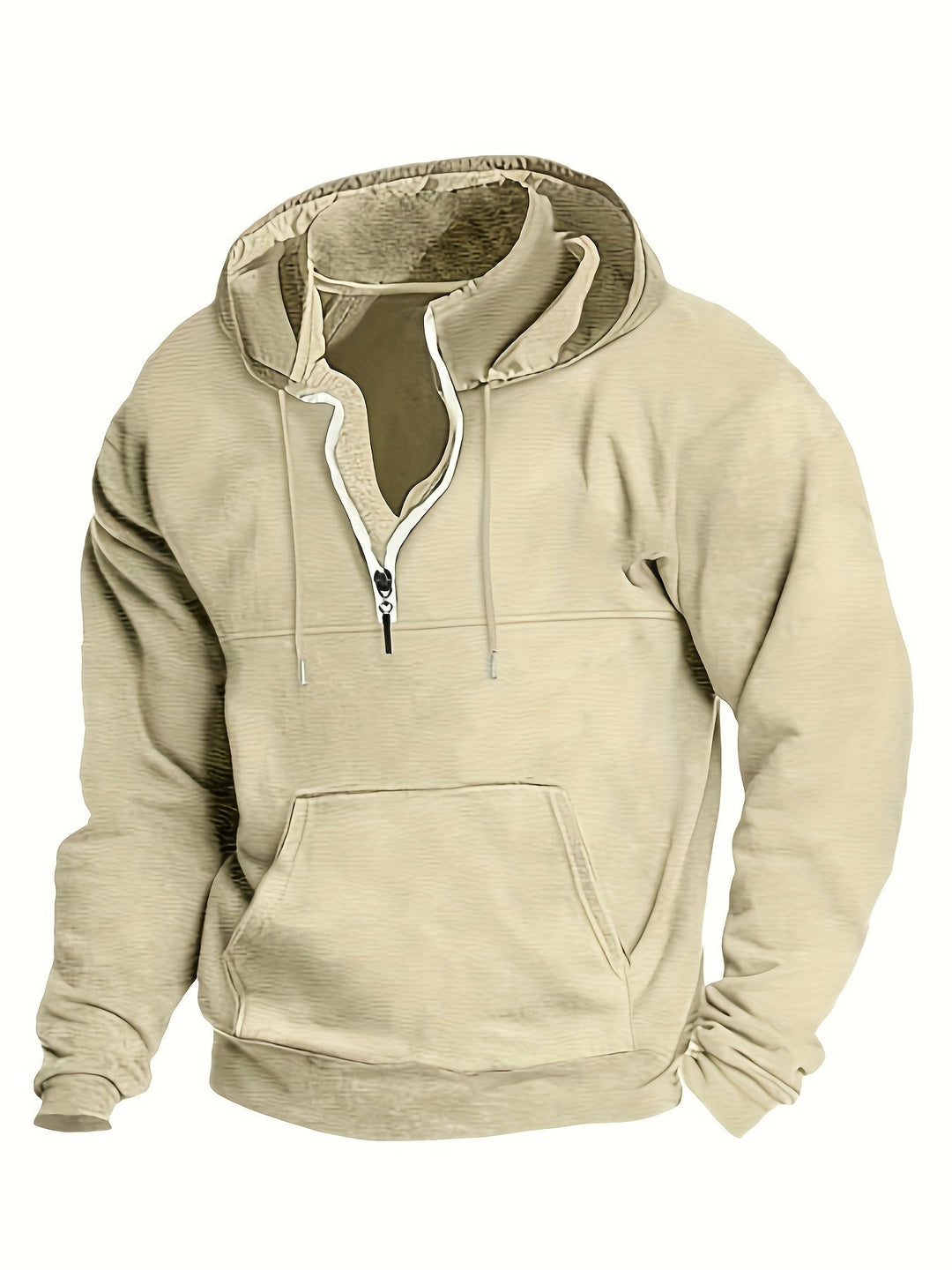 Warm men's Archer half-zip hoodie. A stylish outerwear choice for winter fashion & comfort.