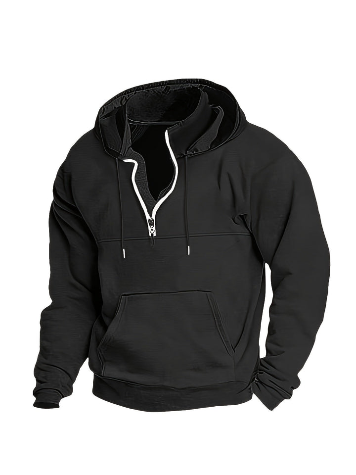 Men's casual half-zip hoodie pullover. Perfect for comfortable autumn & winter layering.
