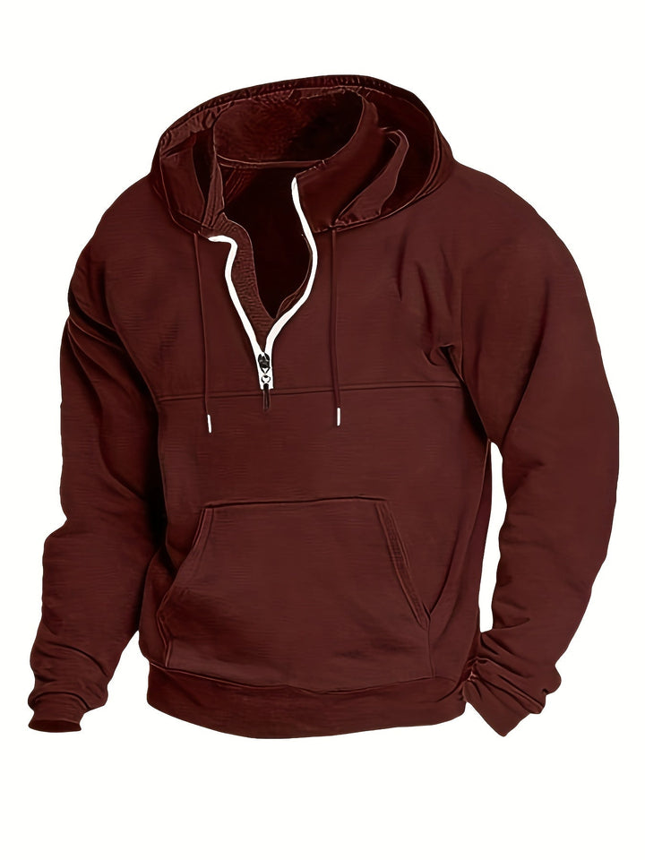 Archer men's half-zip hoodie. Versatile pullover for autumn & winter streetwear style.