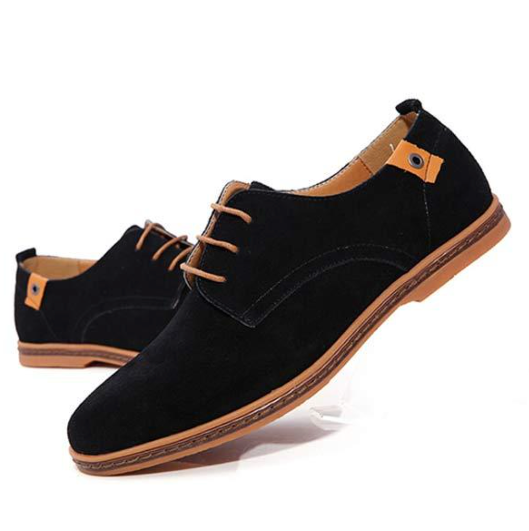 Modern men's elegant brown leather lace-up Derby dress shoes, ideal for sophisticated fashion.