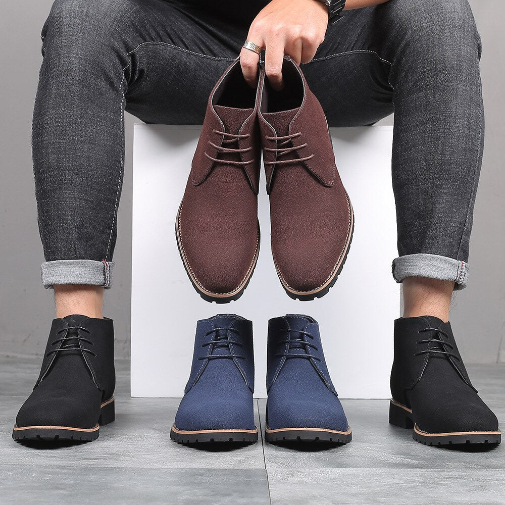 Men's stylish black slip-on ankle boots for everyday comfort. Casual, versatile men's fashion footwear.