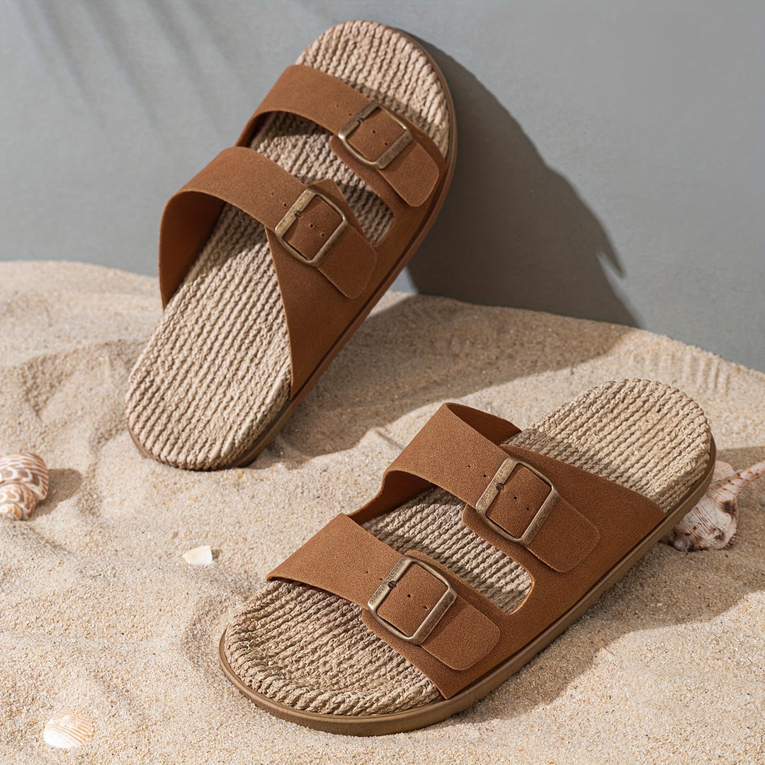 Relaxed fit men's slip-on sandals, adjustable, excellent for post-workout or casual summer outings