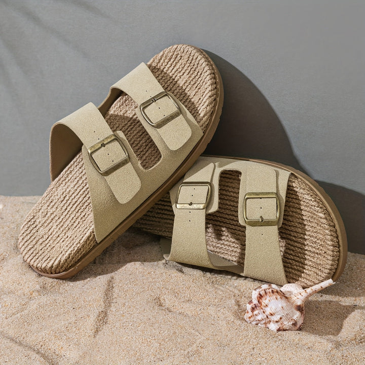 Breathable men's casual slip-on sandals, GripStep design with adjustable straps & durable EVA sole