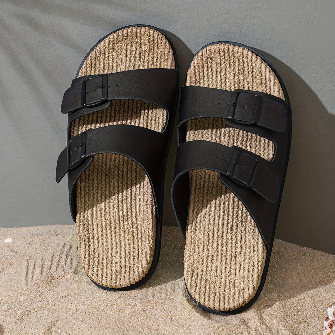 GripStep men's summer slip-on sandals, features adjustable straps, breathable & lightweight for vacation