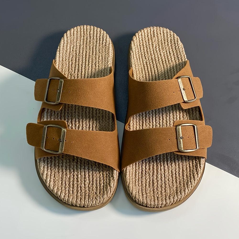 Durable men's slip-on sandals with adjustable straps, suitable for beach days and everyday summer use