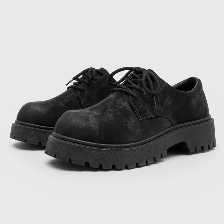Men's stylish Derby shoes showcasing a robust, thick sole for fashion-forward comfort and durability.