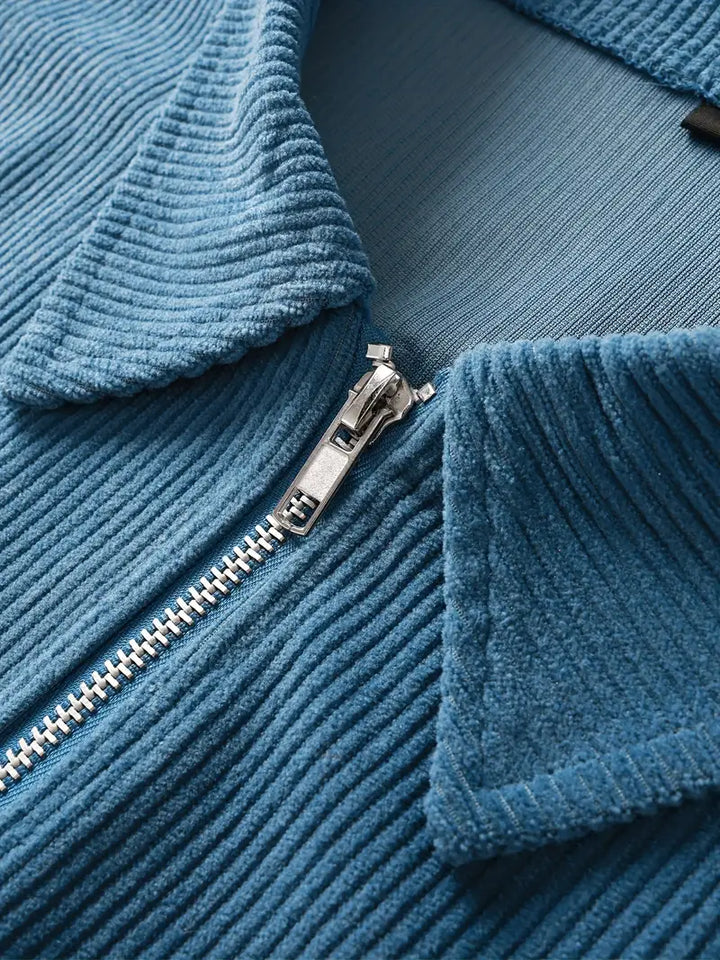 Lightweight men's corduroy spring jacket, a stylish zip-front design for versatile everyday casual fashion.