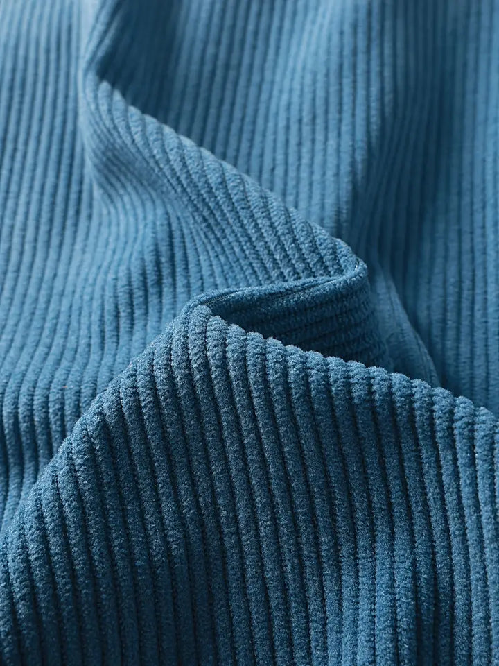 Textured men's corduroy zip jacket, offering a stylish and comfortable casual outerwear option for daily wear.