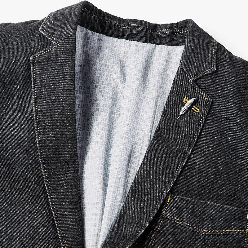 Classic black denim jacket for men, offering a stylish modern fit, ideal for casual outerwear and everyday fashion.