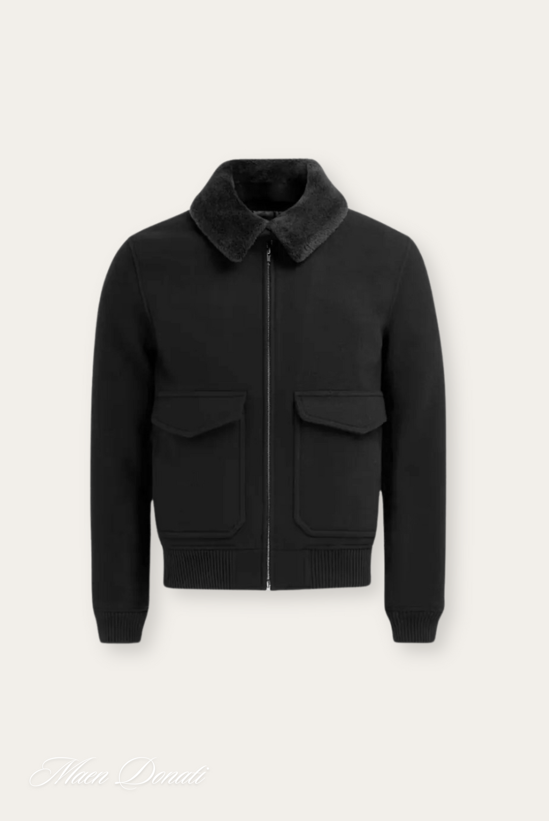Men's stylish bomber jacket featuring a versatile removable collar, perfect for fall & winter casual outfits.