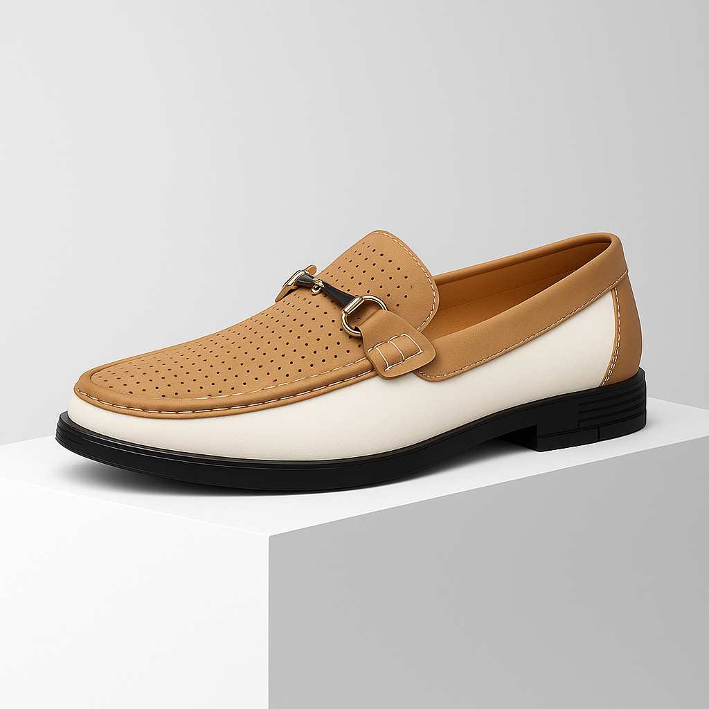 Stylish men's bit loafers in rich brown leather; comfortable slip-on shoes for modern smart casual looks.