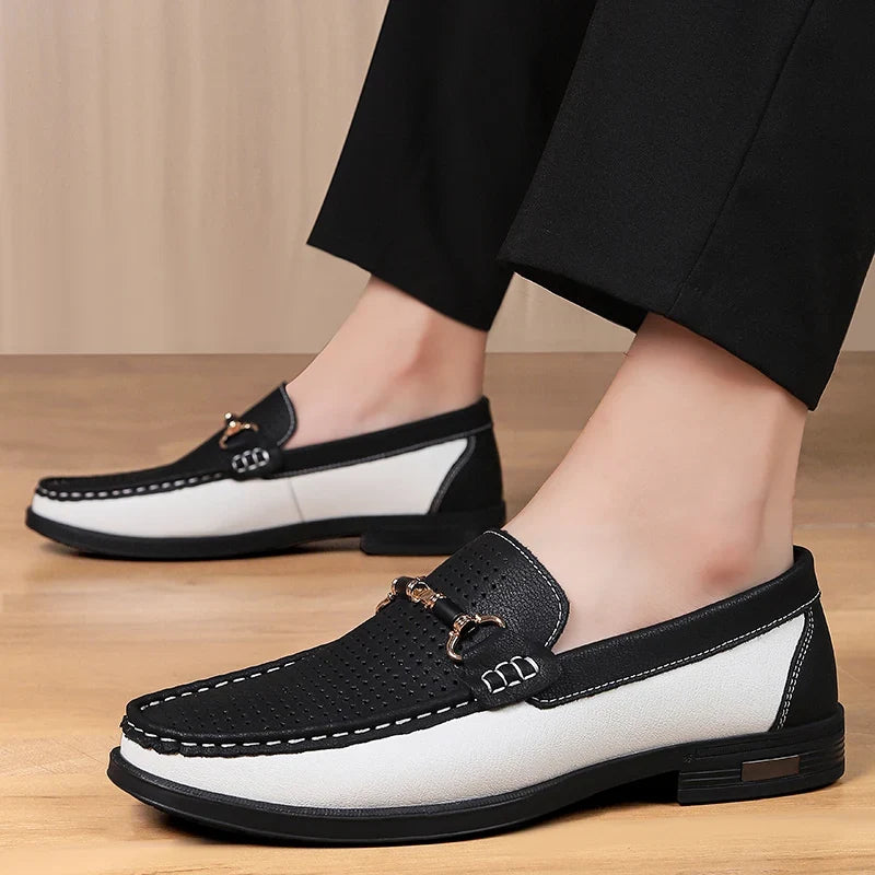 Full shot of stylish men's bit loafers, a comfortable slip-on shoe ideal for smart casual & formal ensembles.