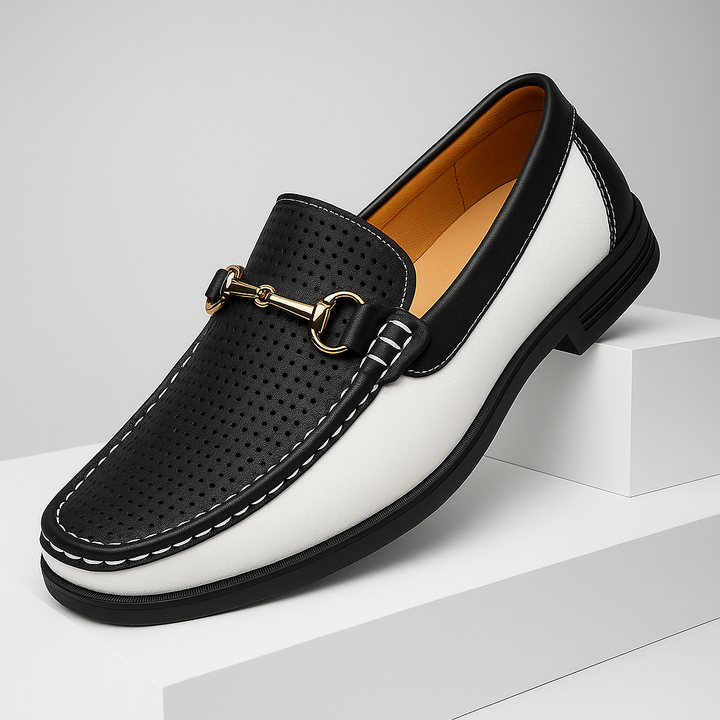 Modern men's slip-on bit loafers in a classic design; stylish footwear for refined comfort & smart casual look.