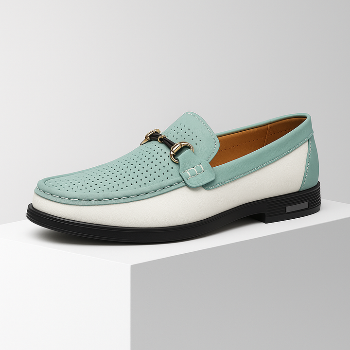 Side view of men's elegant brown bit loafers, showcasing slip-on design & comfortable fit for everyday.