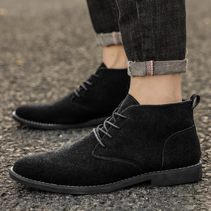 Side profile of men's chukka boots, highlighting sleek design & comfortable fit for daily casual wear.