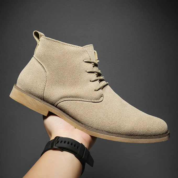 Stylish men's neutral chukka boots, lightweight and comfy, perfect casual footwear for all-day comfort.
