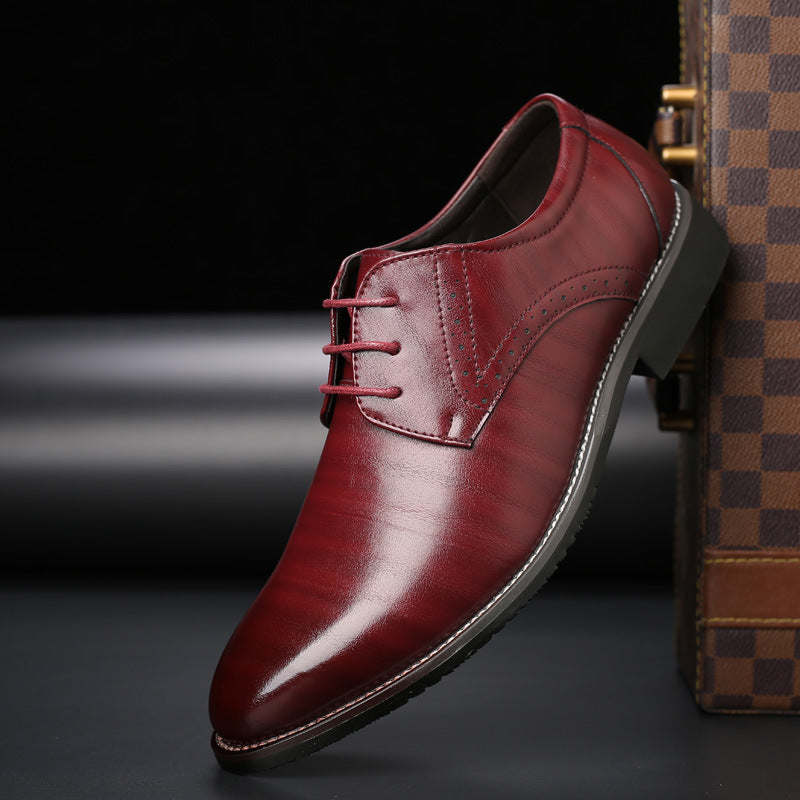 Elegant brown brogue lace-up shoes, a smart and versatile footwear option for business or social occasions.