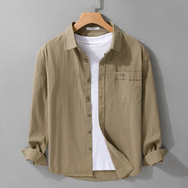Men's stylish button-front shirt in relaxed fit, perfect for all-day comfort. Versatile long sleeve casual wear.