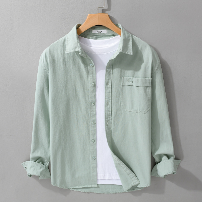 Versatile men's long sleeve button-front shirt. Relaxed fit offers all-day comfort for casual or office style.