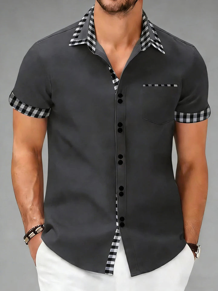 Long sleeve men's fashion checkered shirt, collared and button-up. Great for a business casual outfit.
